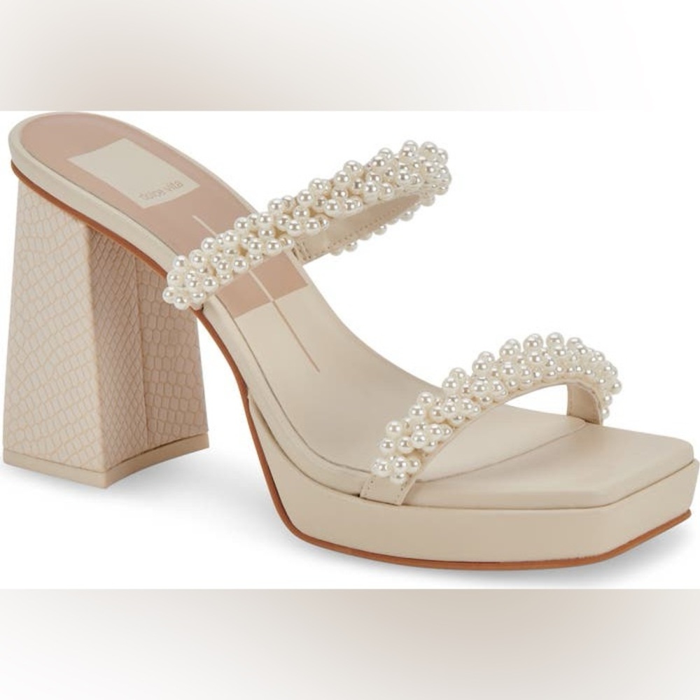 Dolce Vita Cream Pearl-Embellished Heels